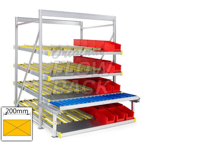 Doorrolstelling met rollenbaan en 4 niveaus